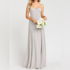 Show Me Your MuMu Godshaw Goddess Gown in Dove Grey Chiffon